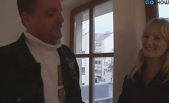 Blonde Couple Handjobs and Firm Tits Cumshot